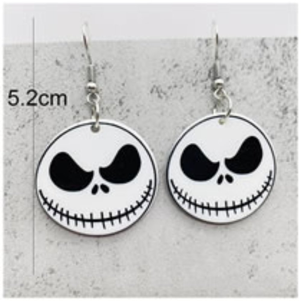 NWT Jack Skellington Acrylic Dangle Earrings With Stainless Steel Posts